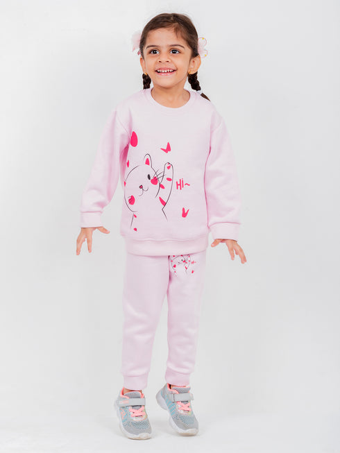 Happy Cat Fleece Suit (Light Pink)