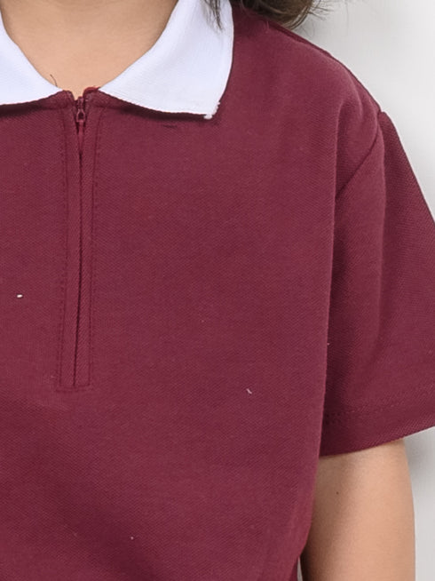 Classic Zip Polo Set (Maroon)