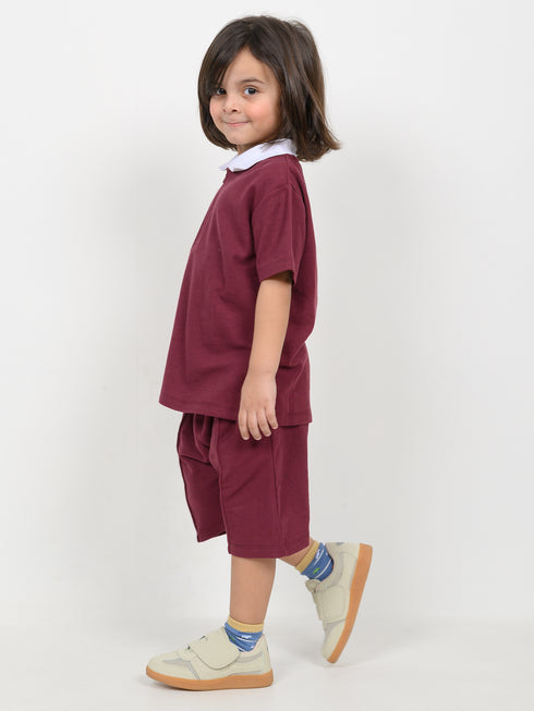 Classic Zip Polo Set (Maroon)