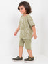 Oversized Leaflet Play Cotton Short Set (Olive Mist)
