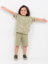 Oversized Leaflet Play Cotton Short Set (Olive Mist)