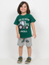 This Is How I Roll Cotton Short Set (Dark Green & Heather Grey)