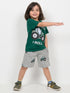This Is How I Roll Cotton Short Set (Dark Green & Heather Grey)