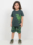 T-Rex Adventure Cotton Short Set (Dark Green)