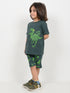 T-Rex Adventure Cotton Short Set (Dark Green)
