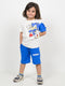 Sonic Action Play Cotton Short Set (White & Blue)