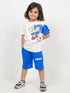 Sonic Action Play Cotton Short Set (White & Blue)