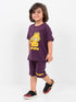 Oversized Garfield Themed Cotton Short Set (Midnight Berry)
