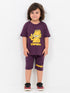 Oversized Garfield Themed Cotton Short Set (Midnight Berry)