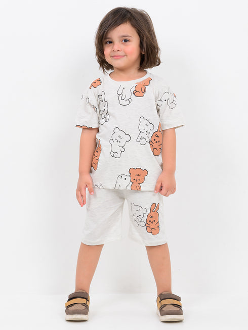 Oversized BunnyBear Dreams Cotton Short Set (Sketch Grey)