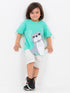 Oversized Happy Seal Adventure Cotton Short Set (Minty Ocean)