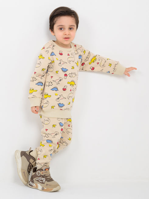 Jurassic Jammies Fleece Suit (Ivory)