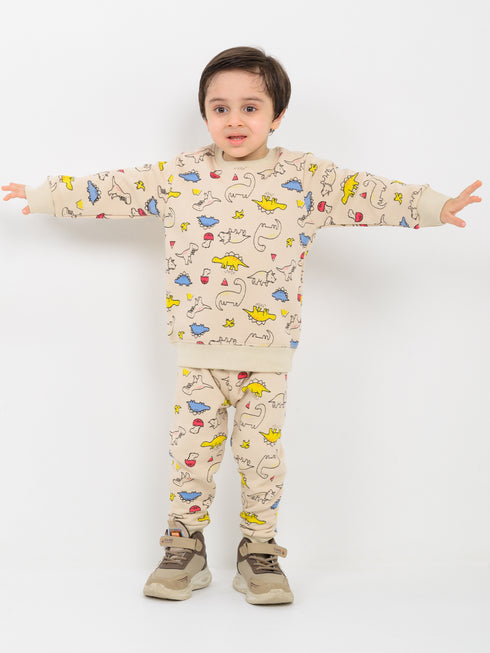 Jurassic Jammies Fleece Suit (Ivory)