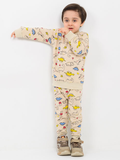 Jurassic Jammies Fleece Suit (Ivory)