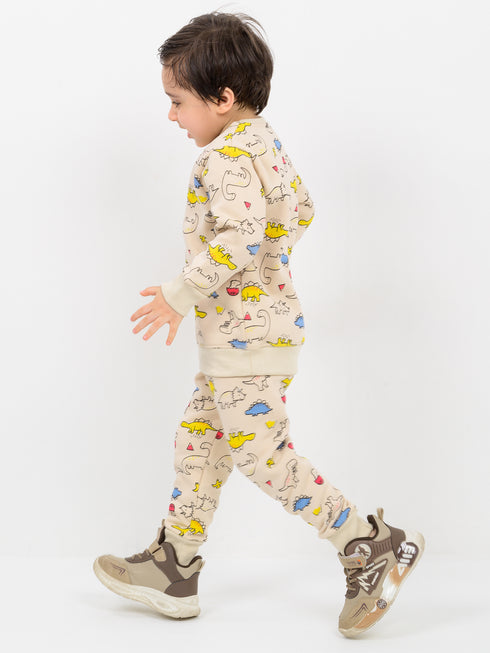 Jurassic Jammies Fleece Suit (Ivory)