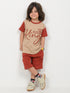 Future King Cotton Short Set (Beige & Brown)