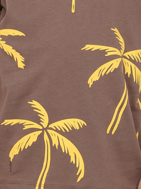 The Palm Breeze Cotton Short Set (Cocoa Brown)
