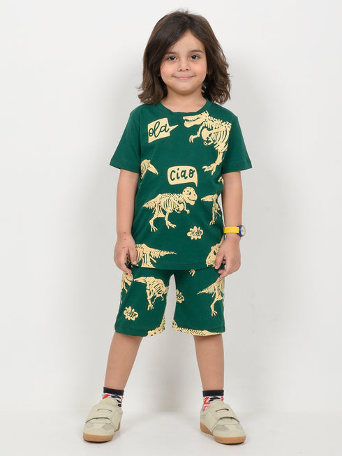 Jurassic Journal Cotton Short Set (Deep Green)