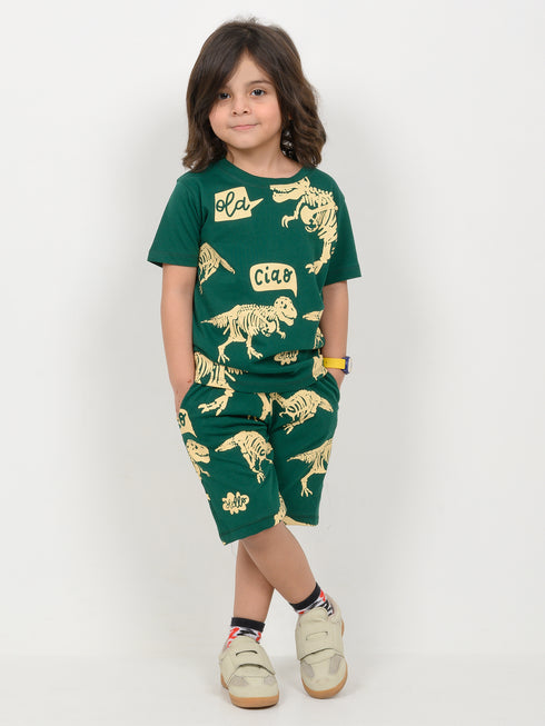 Jurassic Journal Cotton Short Set (Deep Green)