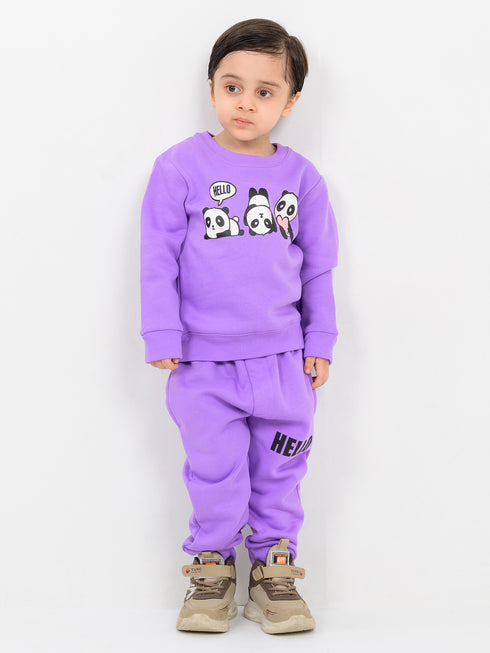 Hello Panda Happy Fleece Suit (Lilac)