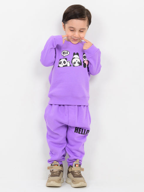 Hello Panda Happy Fleece Suit (Lilac)