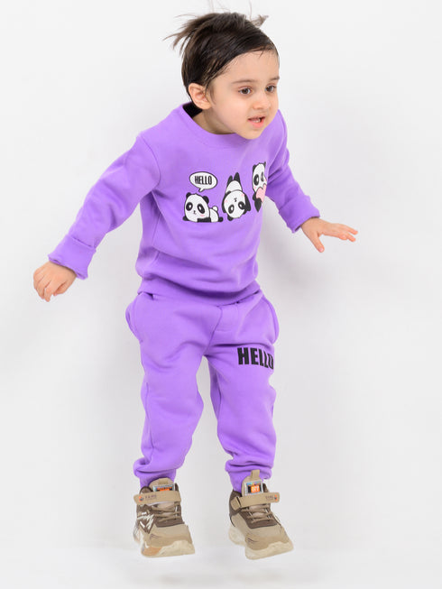 Hello Panda Happy Fleece Suit (Lilac)