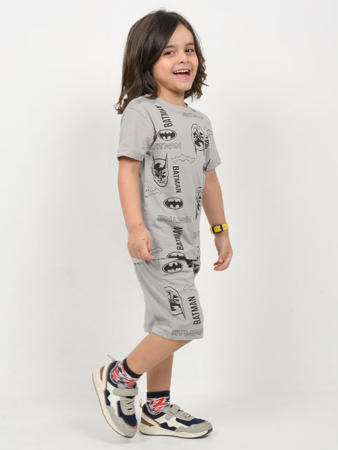 The Bat-Signal Cotton Short Set (Ash Grey)