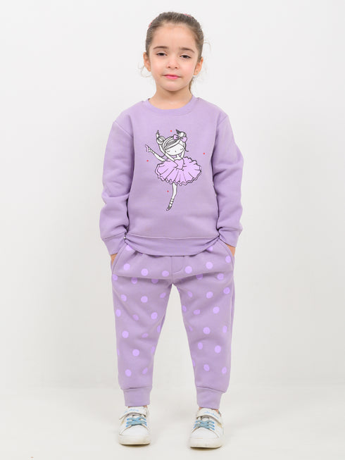 Polka Ballerina Fleece Suit (Lilac)