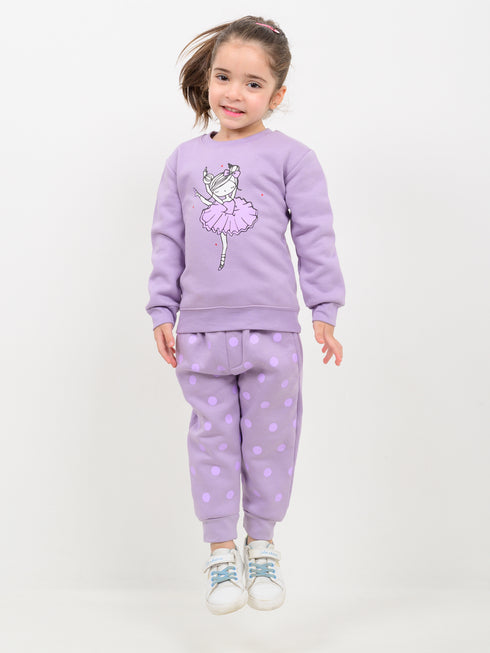 Polka Ballerina Fleece Suit (Lilac)