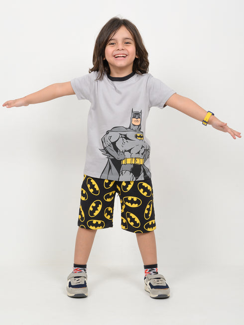 The Batman Themed Cotton Short Set (Grey & Black)
