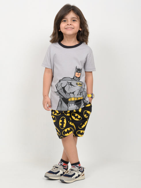 The Batman Themed Cotton Short Set (Grey & Black)