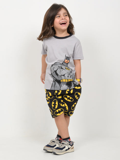 The Batman Themed Cotton Short Set (Grey & Black)