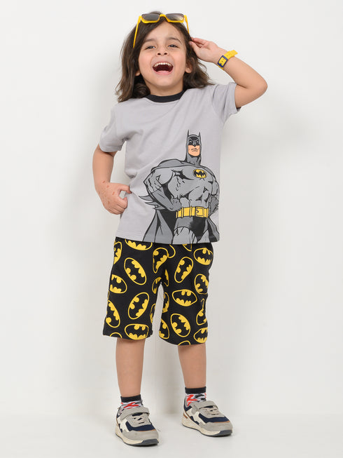 The Batman Themed Cotton Short Set (Grey & Black)