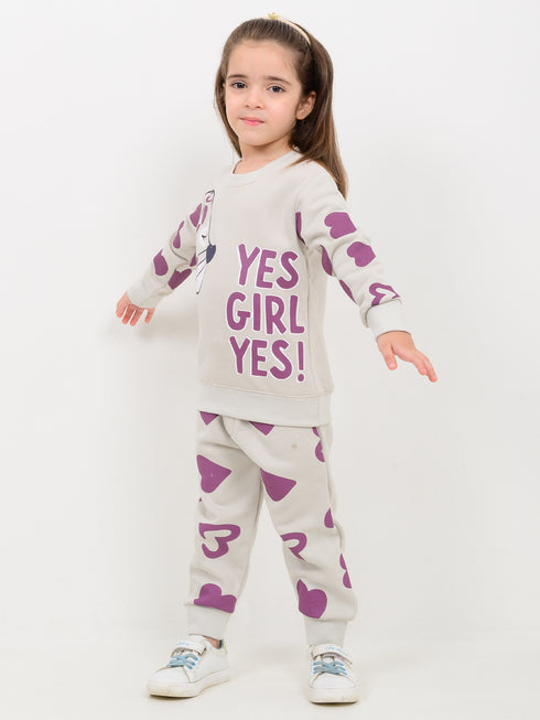 Yes Girl Power Fleece Suit (Cream)