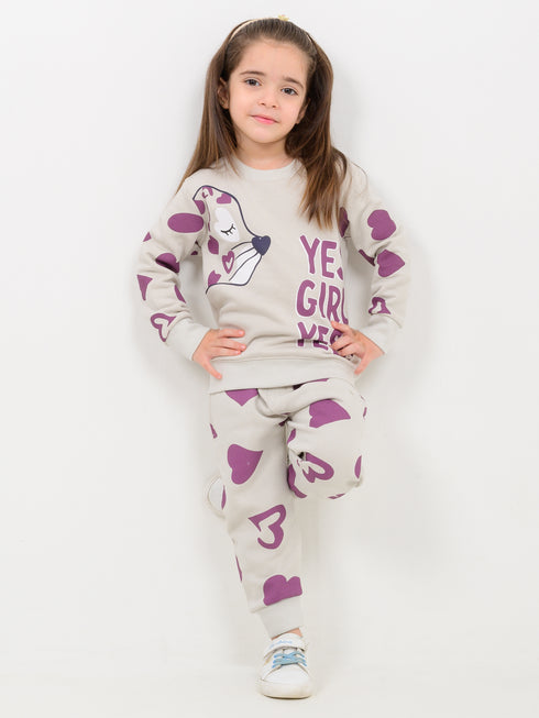 Yes Girl Power Fleece Suit (Cream)