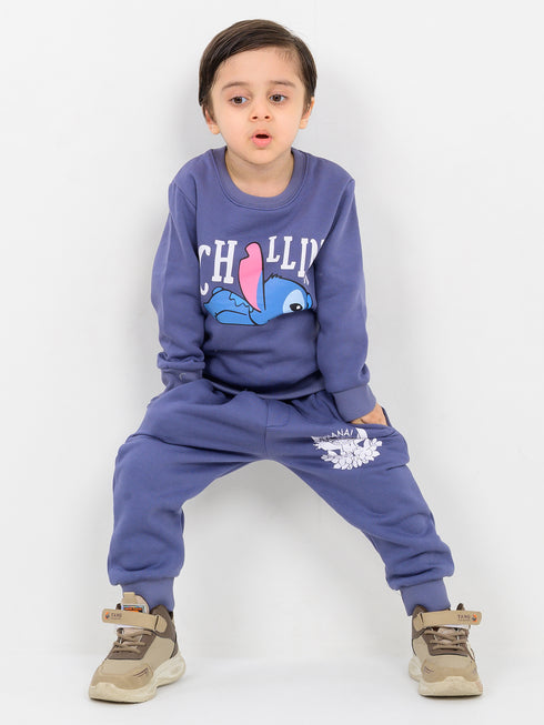 Chillin Champ Themed Fleece Suit (Cosmic Indigo)