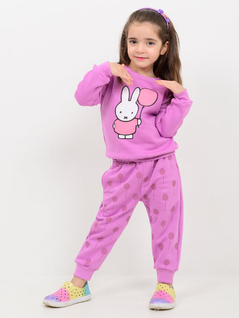 Bunny Bloom Fleece Suit (Lilac)