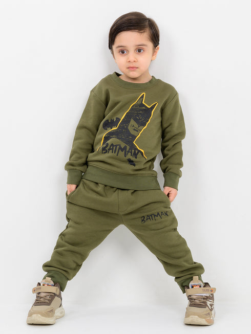 Batman Bat-Signal Fleece Suit (Army Green)