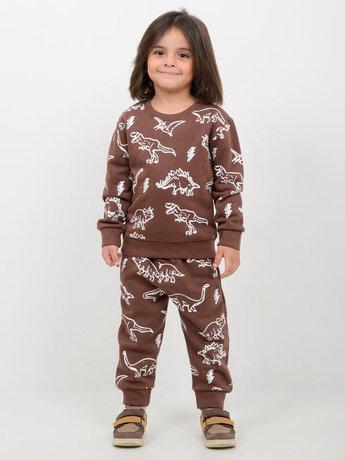 Thunder Dino Themed Fleece Suit (Brown)