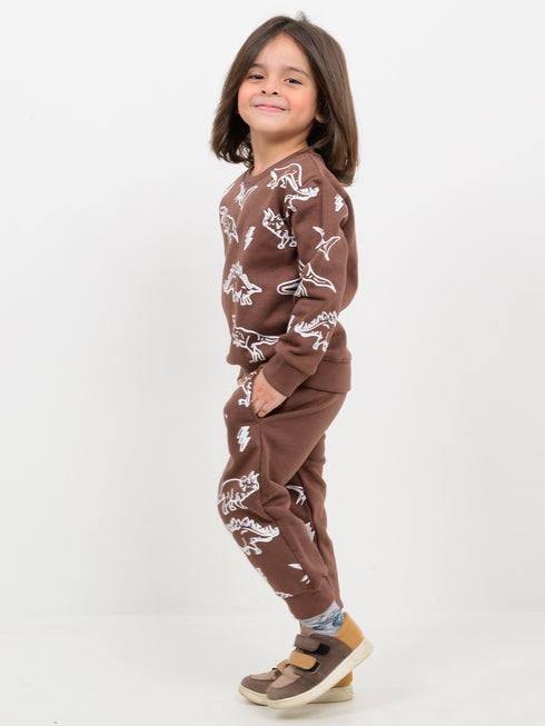 Thunder Dino Themed Fleece Suit (Brown)