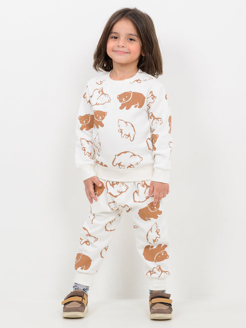 Cozy Bear Themed Fleece Suit (Off-White)