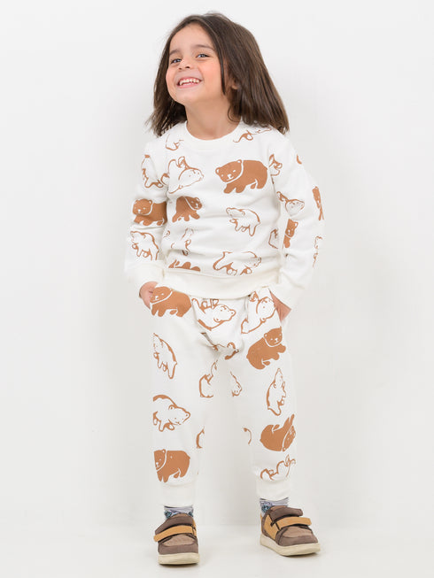 Cozy Bear Themed Fleece Suit (Off-White)