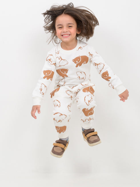 Cozy Bear Themed Fleece Suit (Off-White)