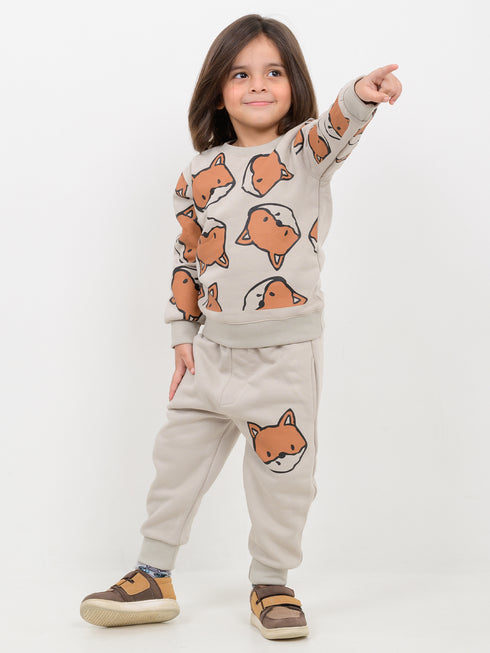 Tiny Fox Adventure Fleece Suit (Beige)