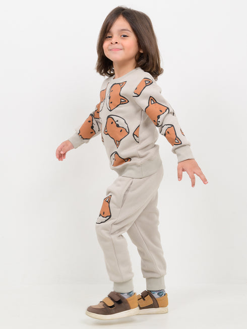 Tiny Fox Adventure Fleece Suit (Beige)