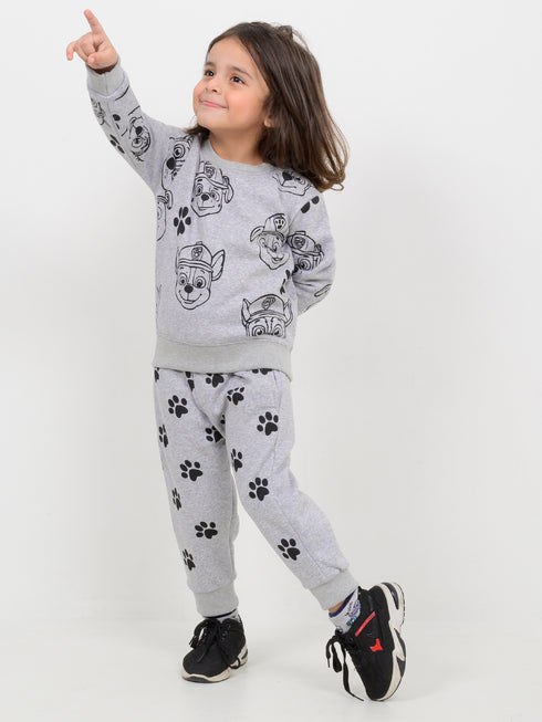 Paw Champ Themed Fleece Suit (Grey)
