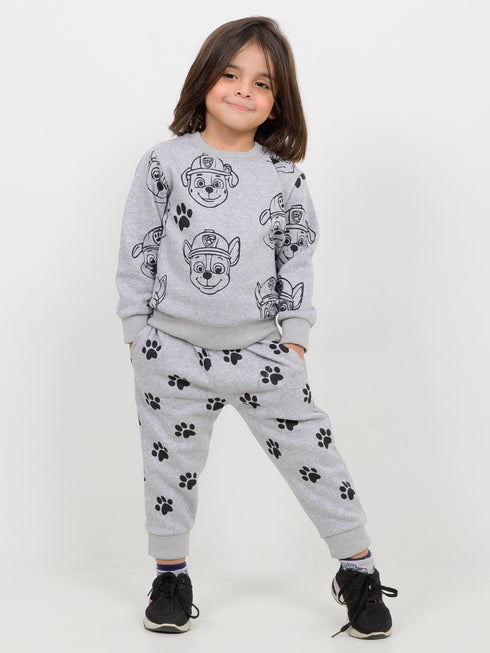 Paw Champ Themed Fleece Suit (Grey)
