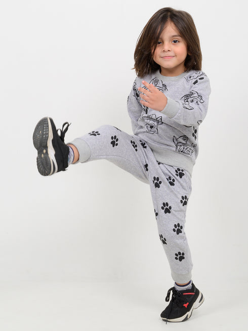 Paw Champ Themed Fleece Suit (Grey)