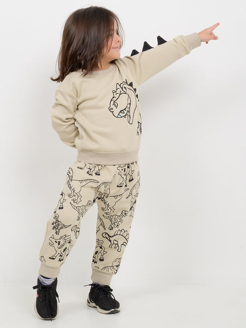 Spikey Rex Themed Fleece Suit (Beige)