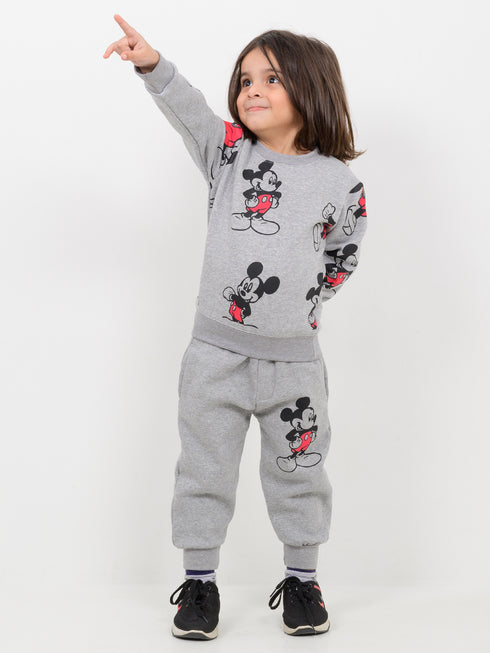 Little Mickey Themed Fleece Suit (Heather Gray)